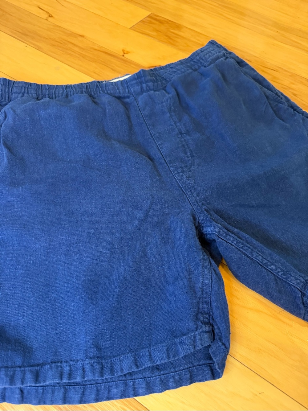 Madewell Men's Blue Elastic-Waist Casual Linen Draw-String Shorts - Picture 2 of 9